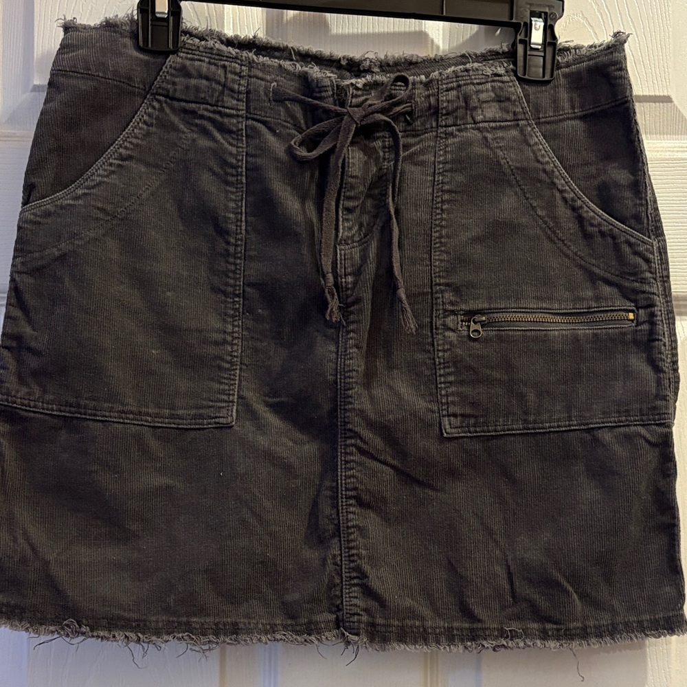 Free People Charcoal Gray Corduroy Short Skirt